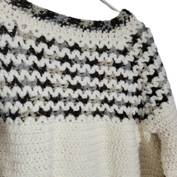 Alpaga blend hand crochet fairisle thick ski sweater - Picture 2 of 7